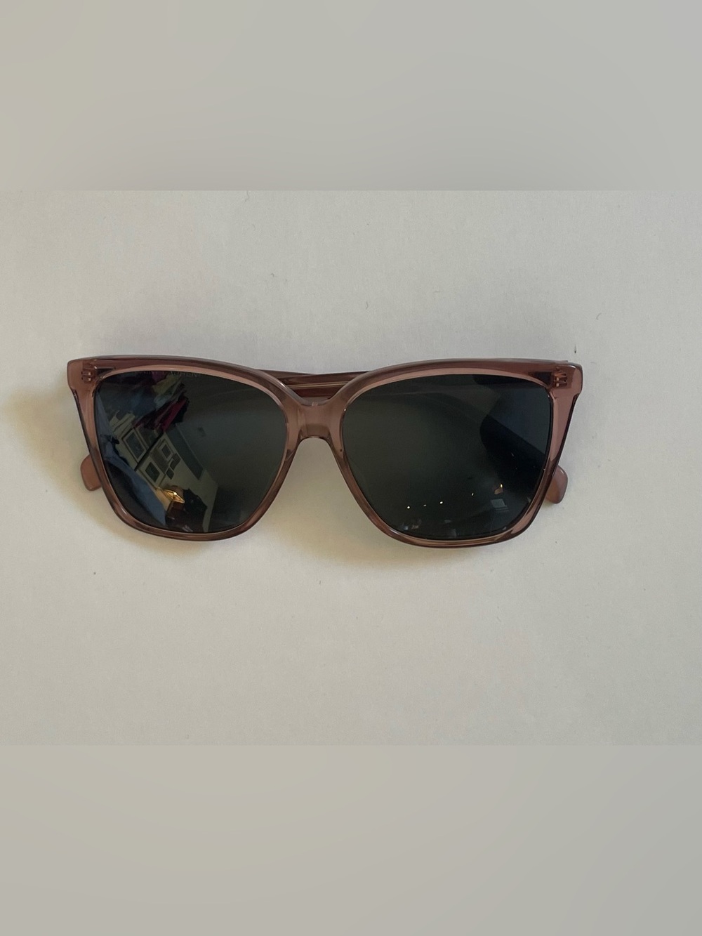Authentic YSL Saint Laurent Blush Square Frame Sunglasses with Dark Lenses
